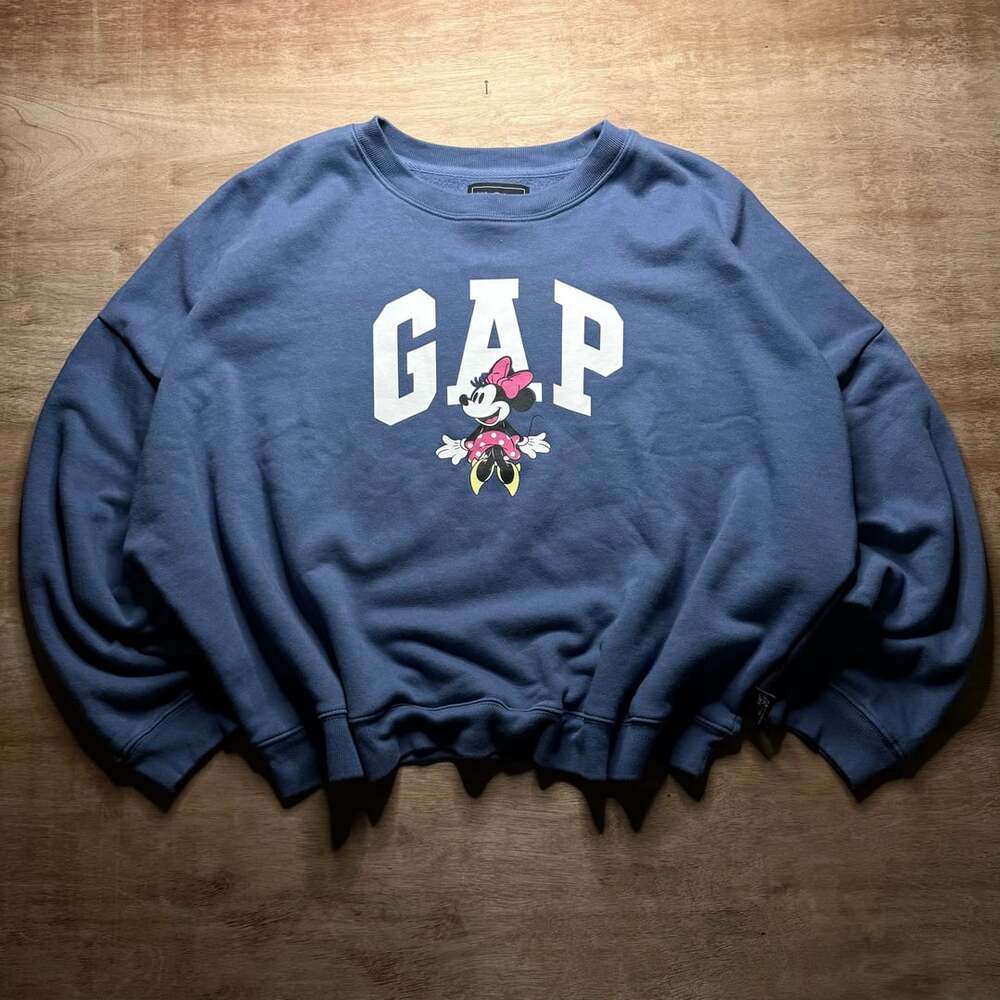 Gap x Disney Minnie Mouse Cropped Oversized Logo Sweatshirt XXL Blue